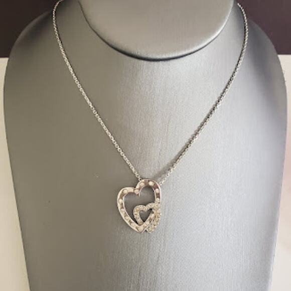 Swarovski Interlocked‎ Hearts Necklace Clear Crystals #5022442 Rhodium Plated - Picture 2 of 5